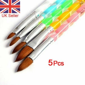 Acrylic Nail Brush Painting SetArt UV Gel Polish Cuticle Pusher Size 4 6 8 10 12