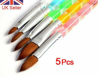 Acrylic Nail Brush Painting SetArt UV Gel Polish Cuticle Pusher Size 4 6 8 10 12