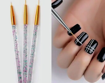 3 x Tiny Acrylic Nail Art Brush Decoration Pen Painting Drawing Tool UK Stock