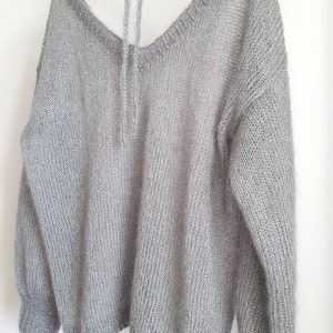 gray silver sweater, lurex sweate,r silver sweater, holiday sweater, christmas sweater, christmas gift, oversized sweater image 5