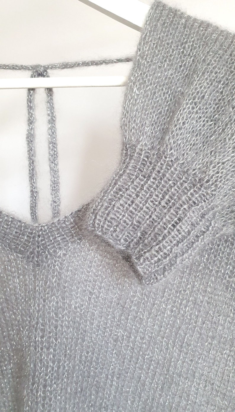 gray silver sweater, lurex sweate,r silver sweater, holiday sweater, christmas sweater, christmas gift, oversized sweater image 9