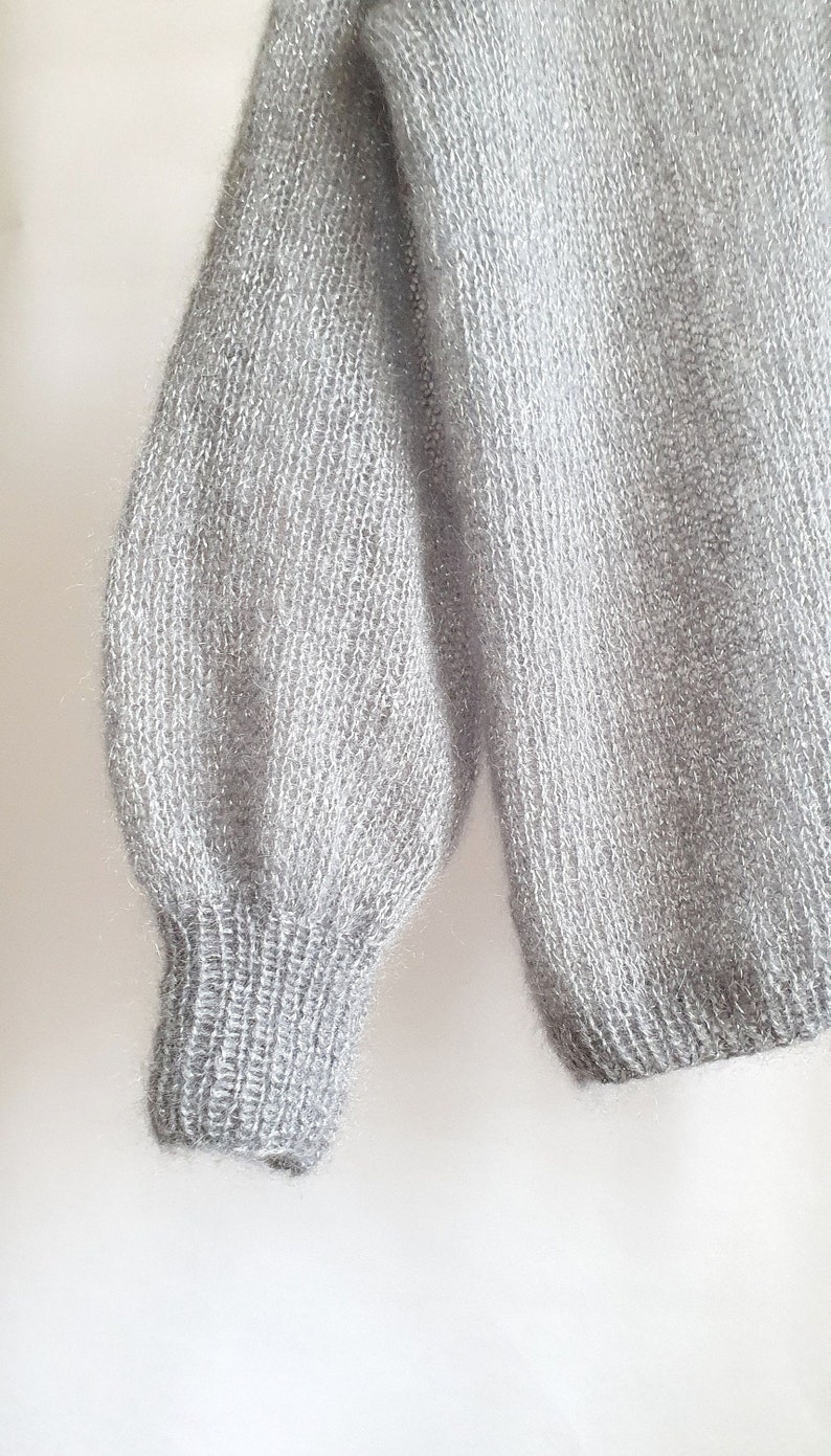 gray silver sweater, lurex sweate,r silver sweater, holiday sweater, christmas sweater, christmas gift, oversized sweater image 10