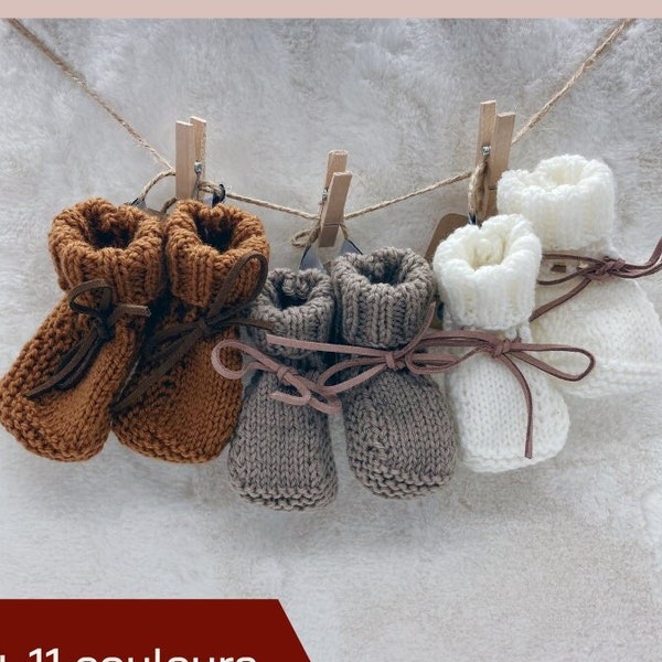 Chaussons bébé 100% mérinos (tricot)