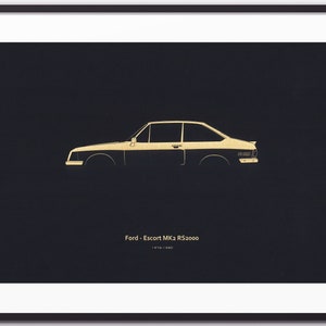 Ford Escort MK2 RS2000 - Supercar Silhouette &quot;Laser Engraved&quot; illustration onto Artist Mountboard.