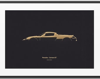 Porsche Carrera GT - Hypercar Silhouette "Laser Engraved" illustration onto Artist Mountboard.