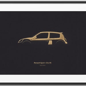 Renault Sport Clio V6 - Supercar "Hot Hatch" Silhouette "Laser Engraved" illustration onto Artist Mountboard.