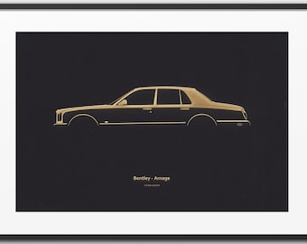 Bentley Arnage - Prestige Car Silhouette &quot;Laser Engraved&quot; illustration onto Artist Mountboard.