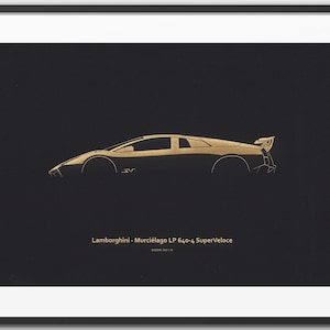Lamborghini Murcielago LP 640-4 SuperVeloce - Supercar Silhouette &quot;Laser Engraved&quot; illustration onto Artist Mountboard.