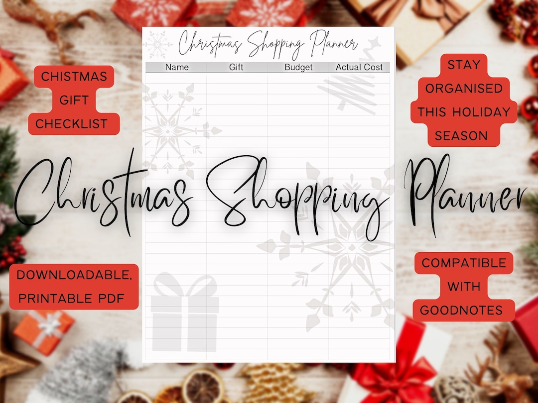 Christmas Shopping Checklist, Goodnotes Planner, Printable Template