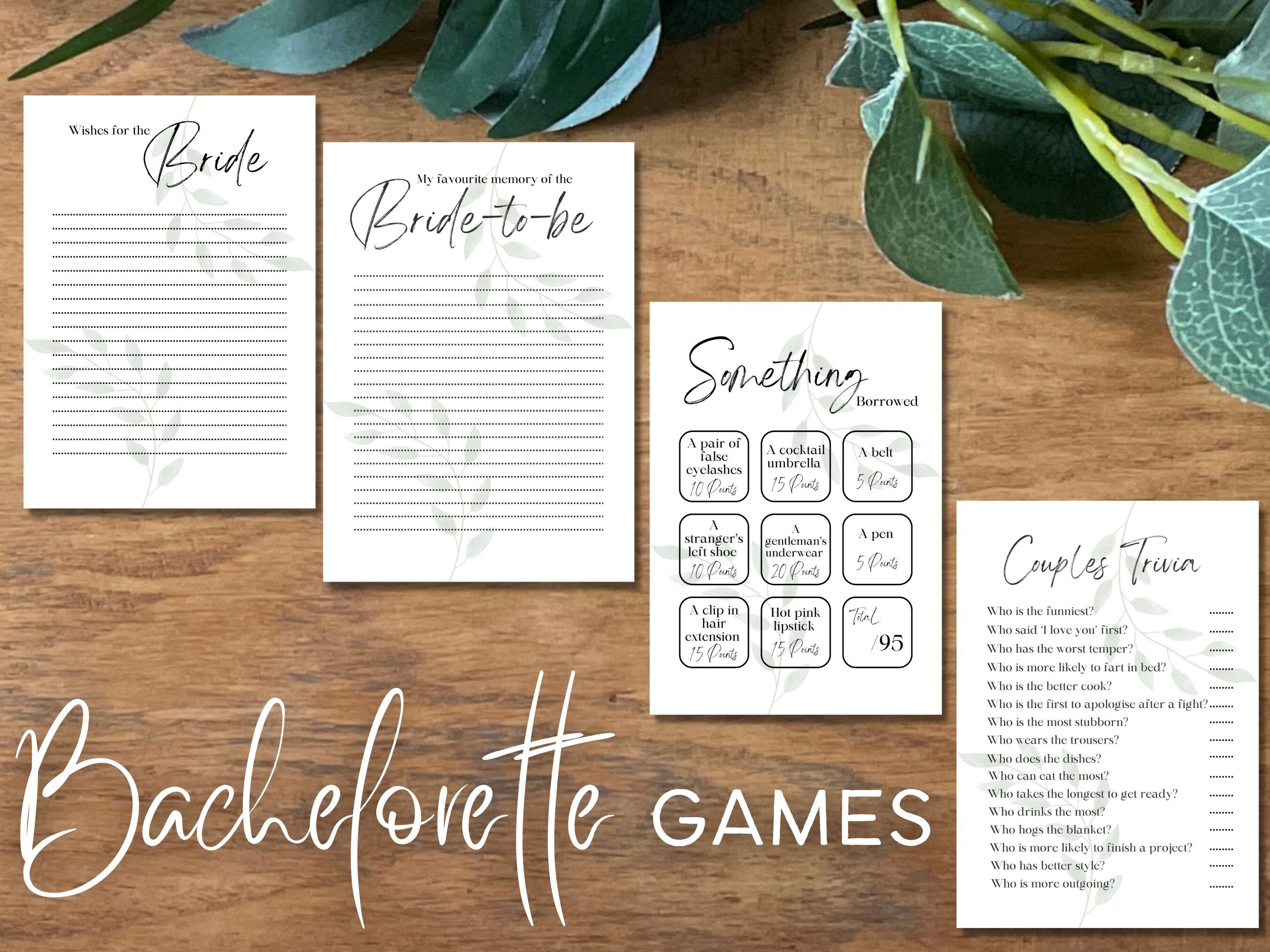 Printable Bachelorette Games, Bridal Shower Games, Hen Party Games ...