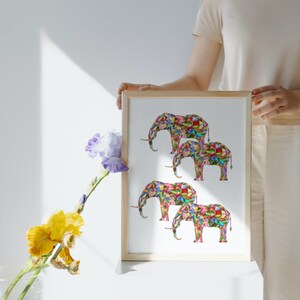 Modern Abstracts Art elephants, digital art, digital wall art, printable art, elephants. Digital poster