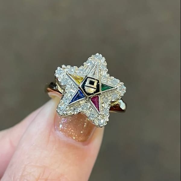 Vintage Style 5 Colors Gemstone With Cz Diamond Eastern Star Ring, Gift For Women's , Anniversary Gift, Full White 935 Argentium Silver Ring