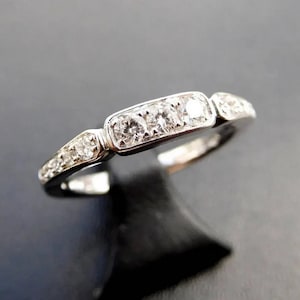 Vintage Diamond Eternity Ring, Art Deco Diamond Wedding Ring, Antique Moissanite Band, Stacking White Gold Band, 935 Argentium Silver Band,
