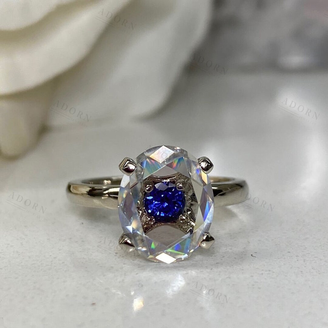 Oval Shaped Gemstone Engagement Rings 935 Argentium Silver for Women ...