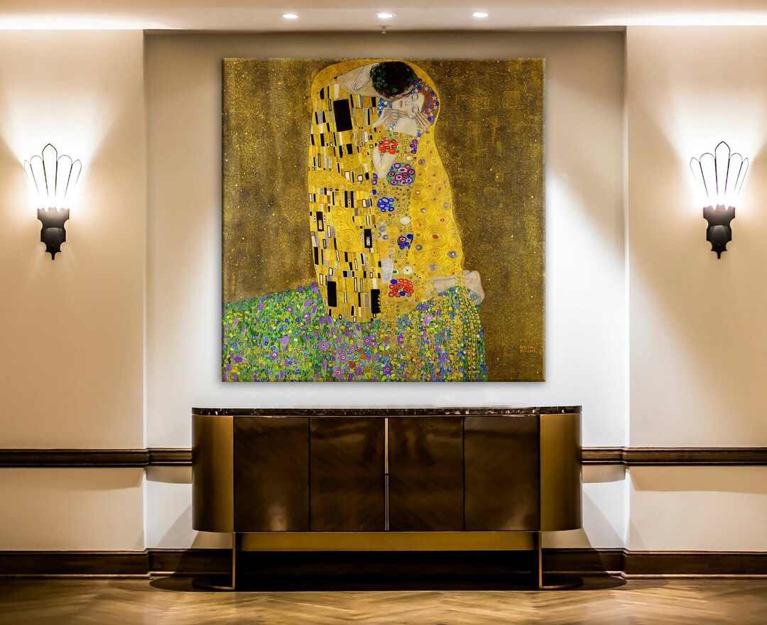 Gustav Klimt the Kiss Painting Klimt Reproduction Canvas Print - Etsy
