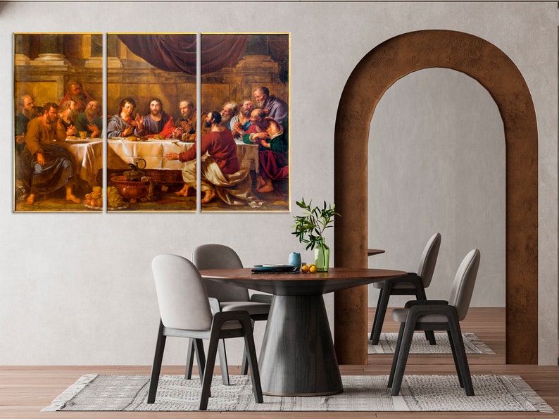 Last Supper Canvas Wall Art Last Supper Painting Christian Etsy
