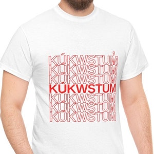 Kukwstum T-shirt in cotone pesante unisex Grazie Salish Language LIlwat BC Indigenous Native First Nations