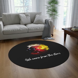 We came from the stars  Round Rug Medicine Wheel Decor Four Colors Design Indigenous Father Sky Starseed Mat