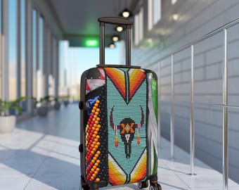 Beadwork Animal Skull Suitcase: Indigenous Powwow Regalia