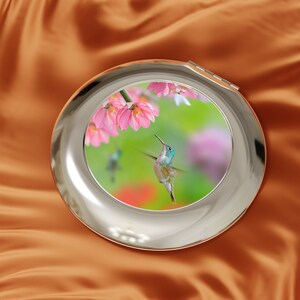 Hummingbird Flower Compact Travel Mirror