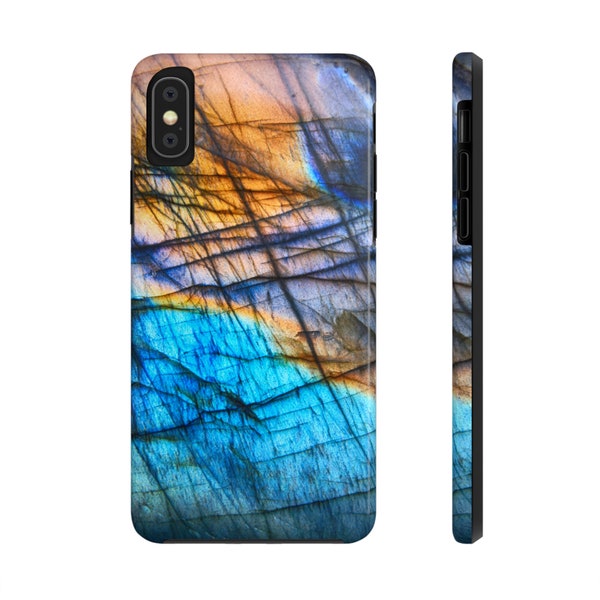 Labradorite Look (not real Labradorite) Tough Various models Phone Case Blue Stone Rock Crystal Geology Cell Phone Cover Crystal Gift