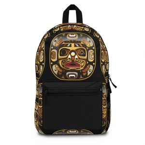 Coastal Moon Mask Black Backpack