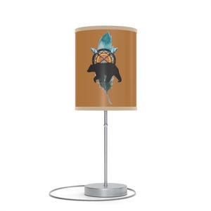 Bear Feather Shield Table Lamp: Indigenous Design, Coastal Decor