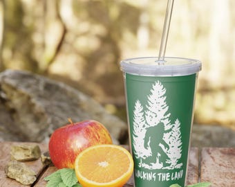 Walking the land Plastic Tumbler with Straw