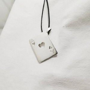POKER- ASSO di CUORI- ciondolo in argento 925- realizzato a mano- Lamu Tanya Gioielli design- fatto in Italia- collezione poker-