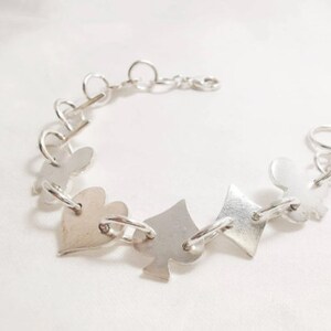 POKER- bracciale in argento 925- realizzato a mano- Lamu Tanya Gioielli design- fatto in Italia-collezione poker- cuore-picche-quadri- fiore