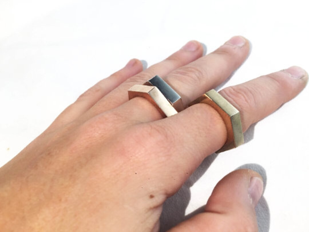 BOLT Ring in Yellow Bronze Bolt Rings Handmade in Silver 925 and Bronze