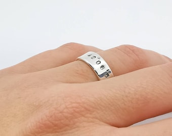 Custom COORDINATE RING in 925 silver handmade by Lamu Tanya Gioielli-made in Italy-Latitude longitude ring
