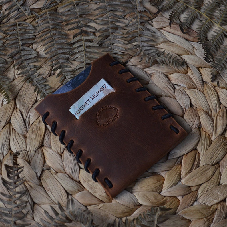 Leather Card Holder, Leather Flexible Card Holder, Wallet, Boyfriend Gift for Men, Unisex Wallet, Gift for Him, Handmade Wallet image 2