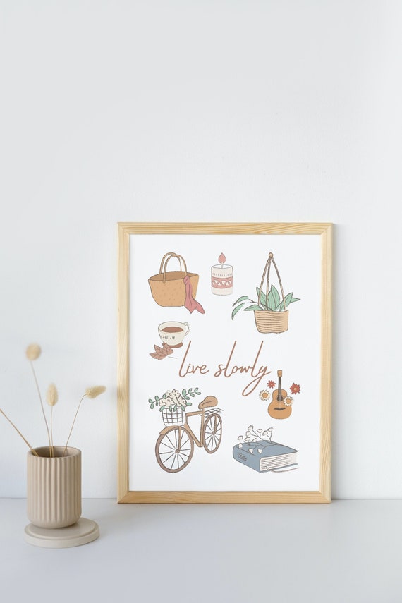 Live Slowly - digital download print - wall art - slow living - hygge - cosy poster