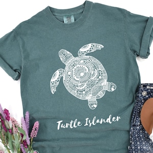 Turtle Islander T-Shirt, Comfort Colors Unisex Garment-Dyed Tee, Indigenous Shirt, Native Clothing Indigenous Owned Shop, Turtle Island Tee