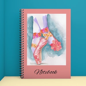 Ballet Shoes Spiral Lined Notebook, Dance Journal Ballerina Notebook, Gift for Dance Teacher, Ballet Feet Journal for Girls, Dancing Gifts
