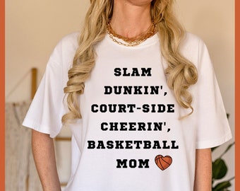Camiseta para mamá de baloncesto, camiseta para mamá deportista, camiseta para mamá de jugador de baloncesto, regalo para mamá de baloncesto, orgullosa mamá de baloncesto, camiseta de cuello redondo.