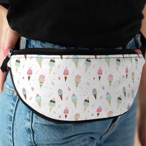 Ice Cream Cone Fanny Pack Belt Bag with Ice Cream Cones Kids Fanny Pack Gift Cute Belt Bag for Tweens Pink Fanny Pack Girls Birthday Gift