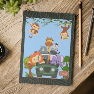 Cuaderno de animales de la selva, diario de tapa blanda de 200 páginas, regalo para niños, regalo de cumpleaños, cuaderno de vuelta al cole, diario rayado para niños