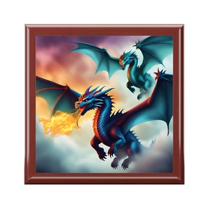 Dragons Jewelry Box, Dragon Fire Keepsake Box, Jewellery Box Gift for Dragon Lovers, Cool Dragons Storage Box, Gift for Teens, GOT Fans Gift
