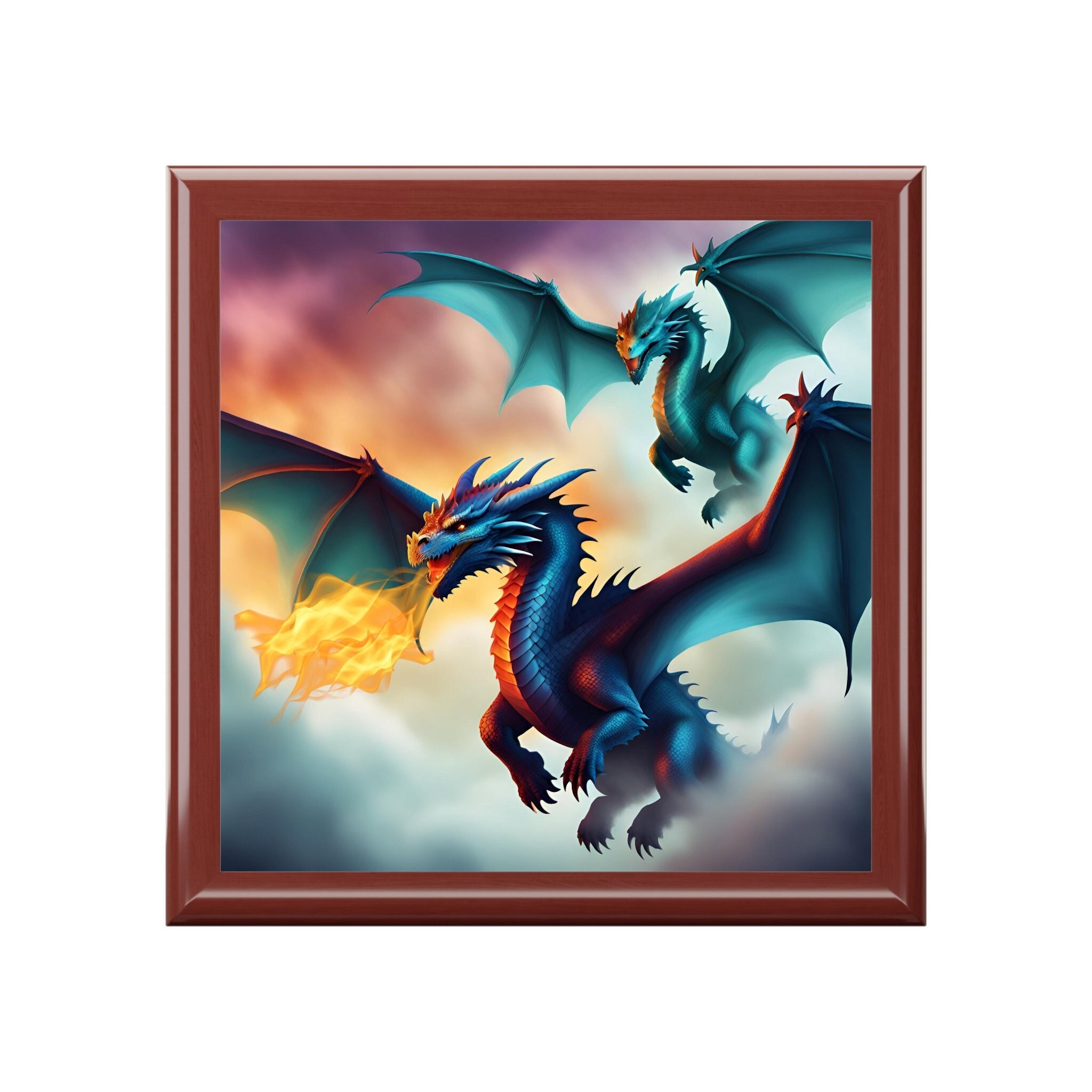 Dragons Jewelry Box, Dragon Fire Keepsake Box, Jewellery Box Gift for Dragon Lovers, Cool Dragons Storage Box, Gift for Teens, GOT Fans Gift