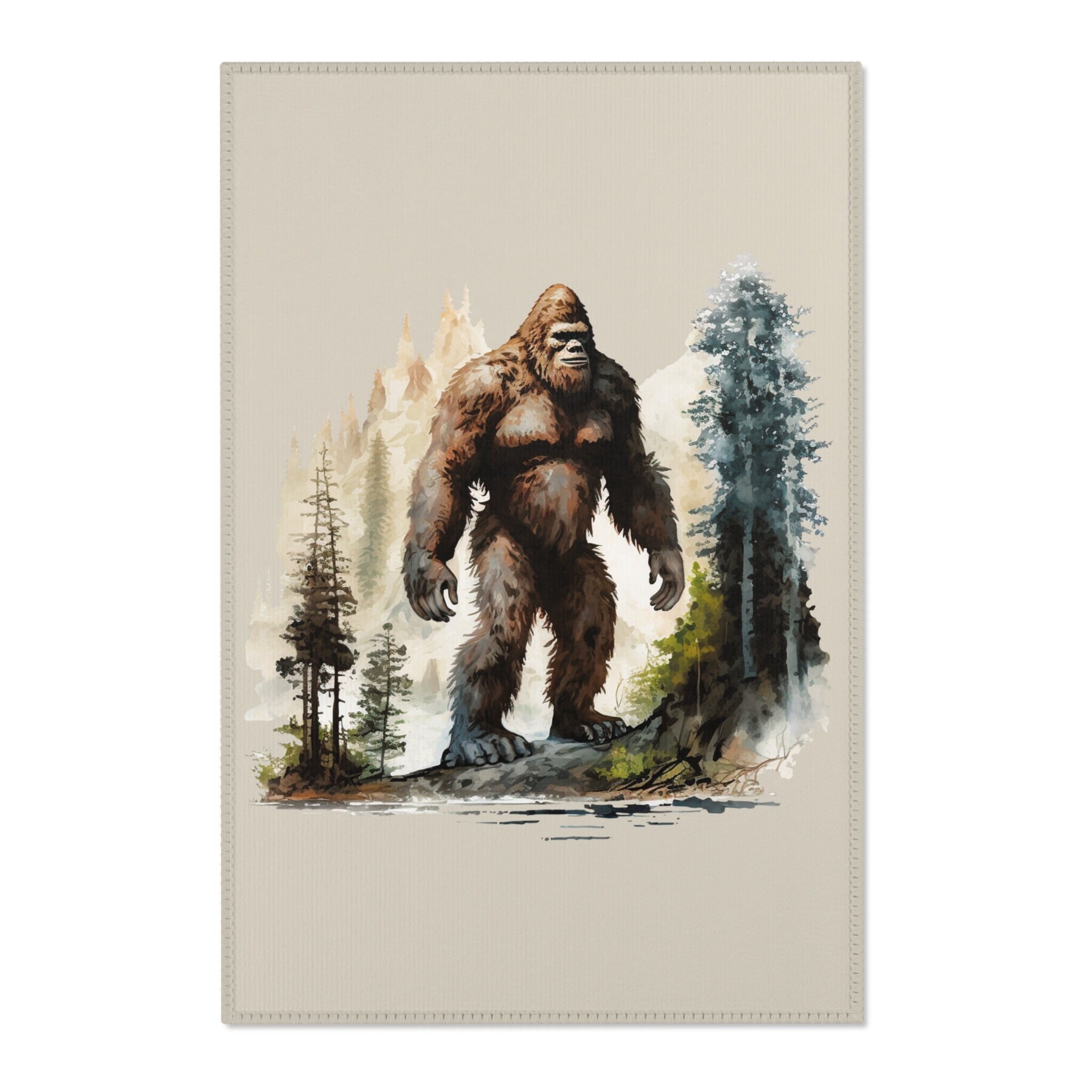 Sasquatch Bigfoot Area Rug, Man Cave Home Decor Rug, Cryptid Gift ...