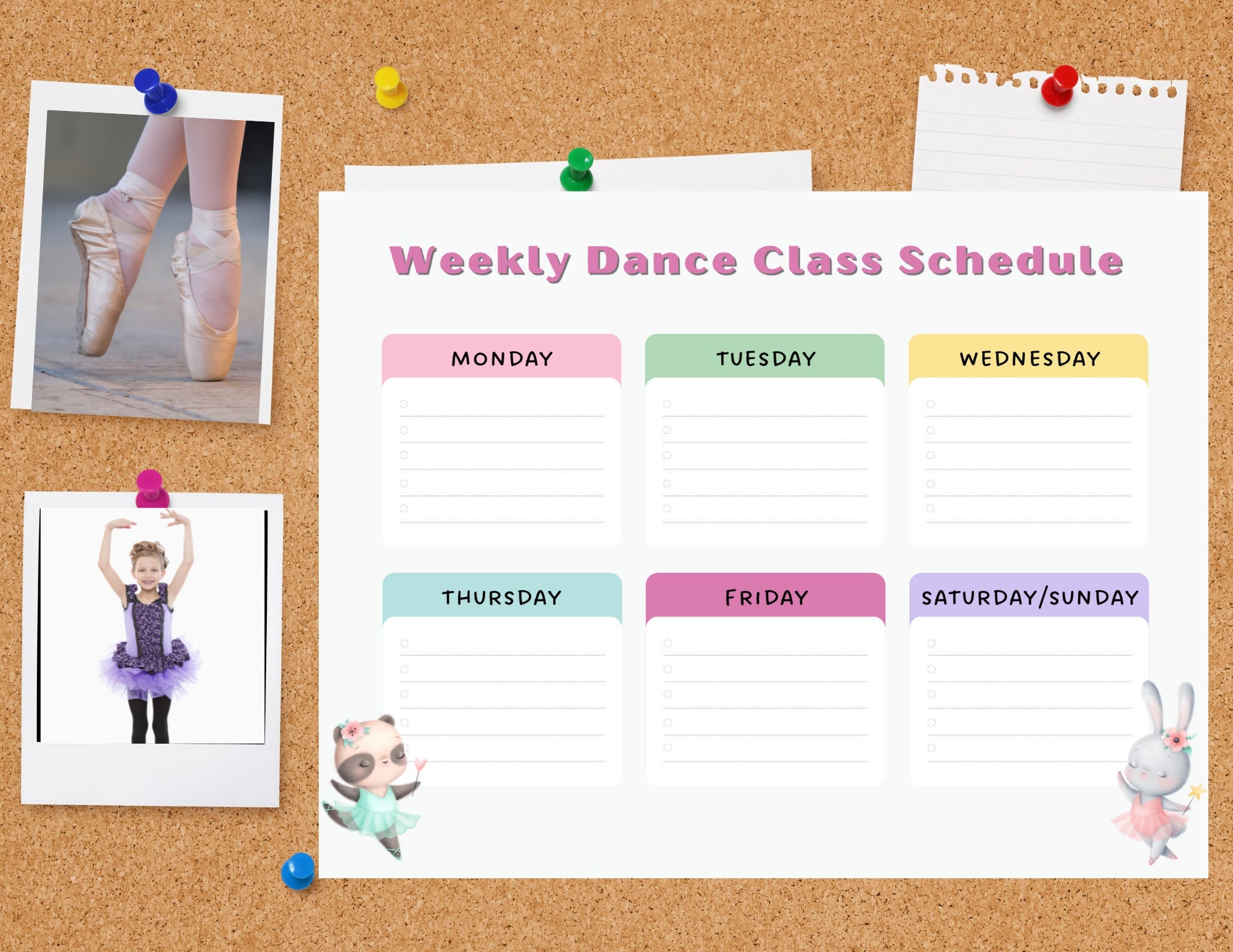 Weekly Dance Class Schedule Template, Digital Printable, Ballet Tap Weekly Dance Class Schedule Template, Digital Printable, Ballet Tap