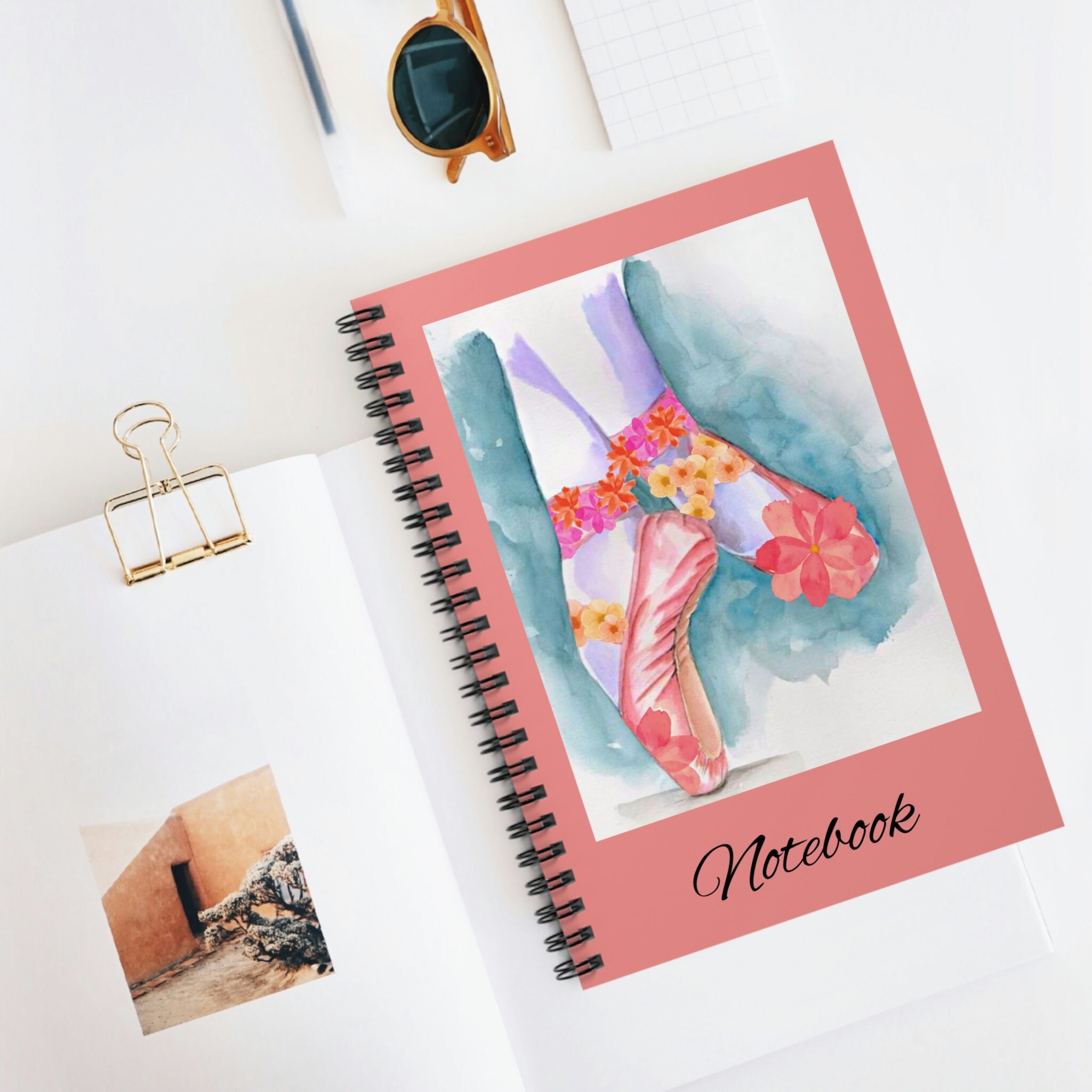 Ballet Shoes Spiral Lined Notebook, Dance Journal Ballerina Notebook ...