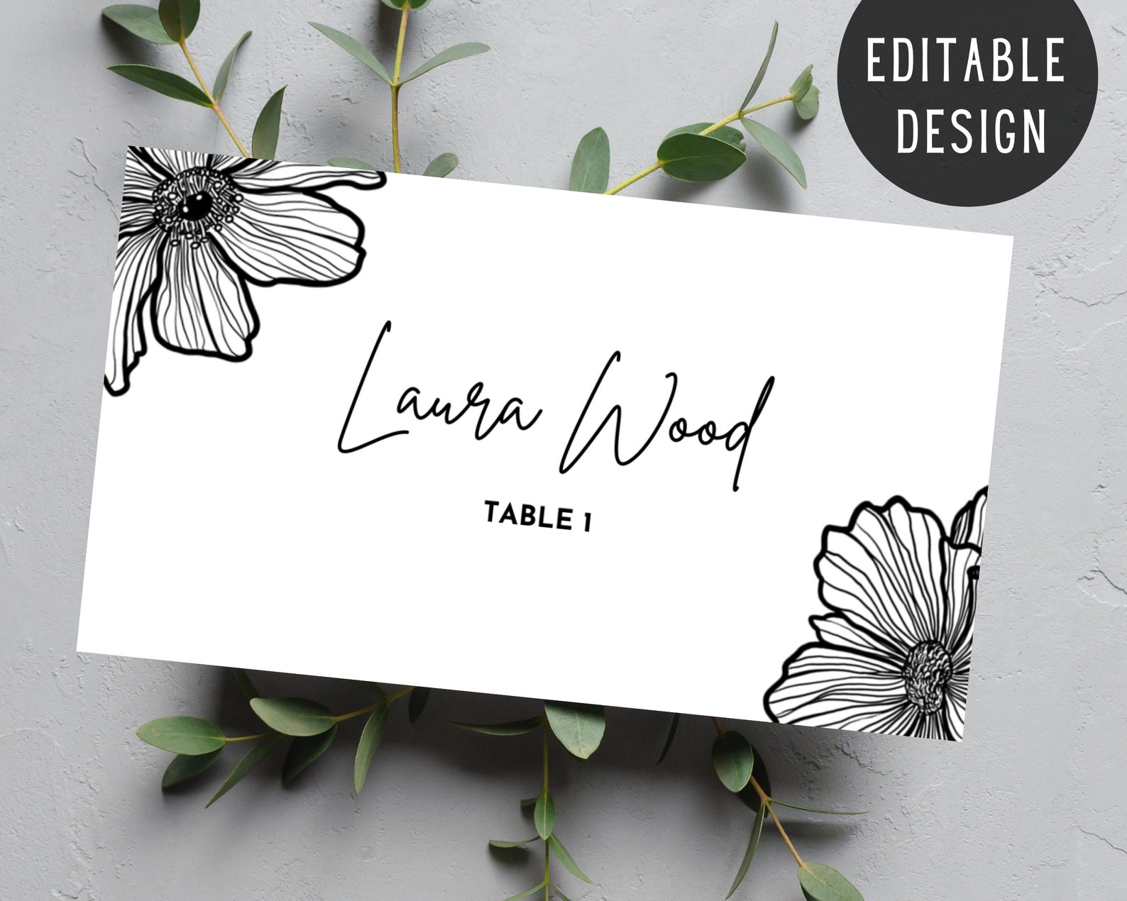 Romantic Wedding Table Name Tag Template Aesthetic Boho Etsy