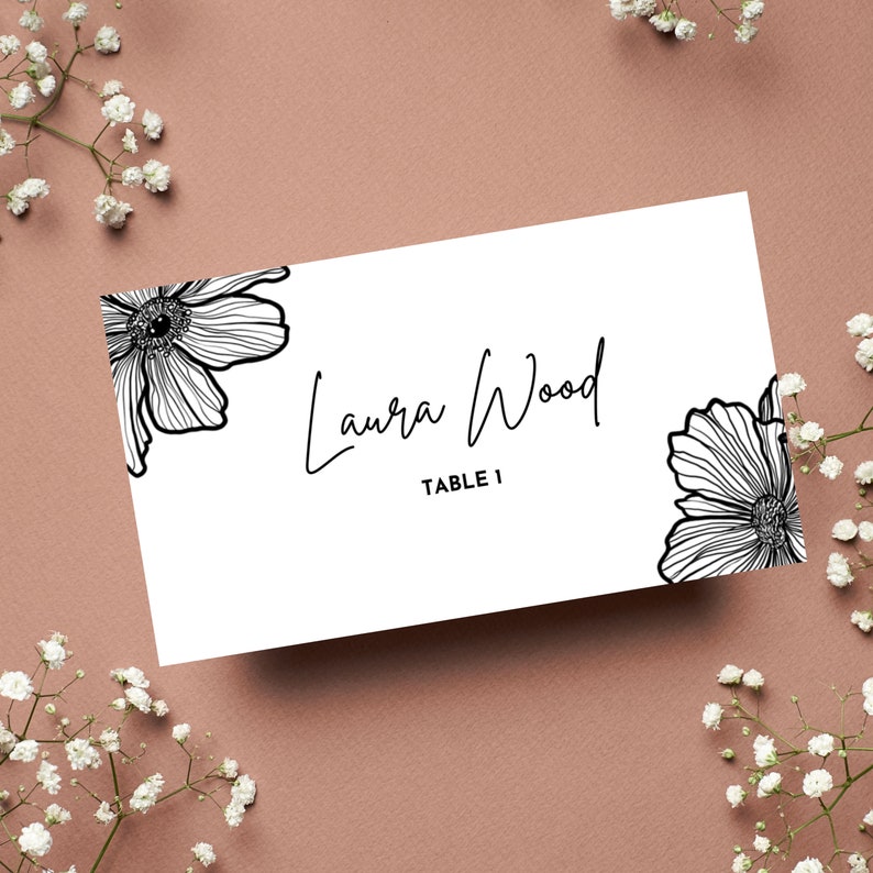 Romantic Wedding Table Name Tag Template Aesthetic Boho Etsy