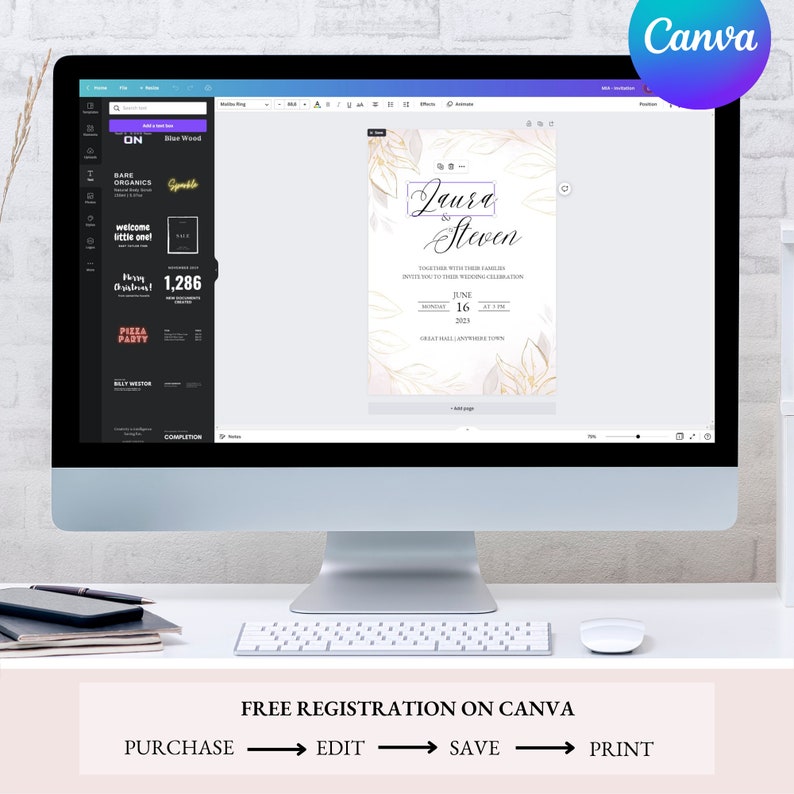 Romantic Wedding Table Name Tag Template Aesthetic Boho Etsy