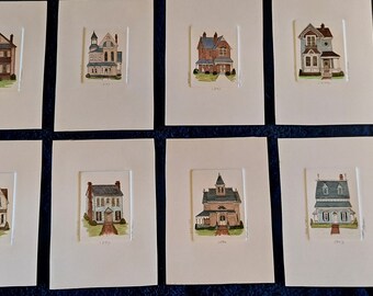 Martha Hinson lot of 8 Signed, Numbered and Hand Colored Etches