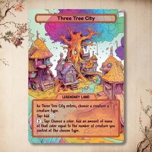 Three Tree City - Carte personnalisée, terrain avec autre illustration complète