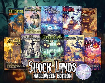 Spooky Shock Lands – Halloween Full Art Custom Cards | Altered Lands Foil or Non-Foil